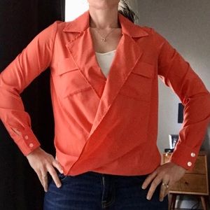 Alex + Alex faux crossover orange blouse